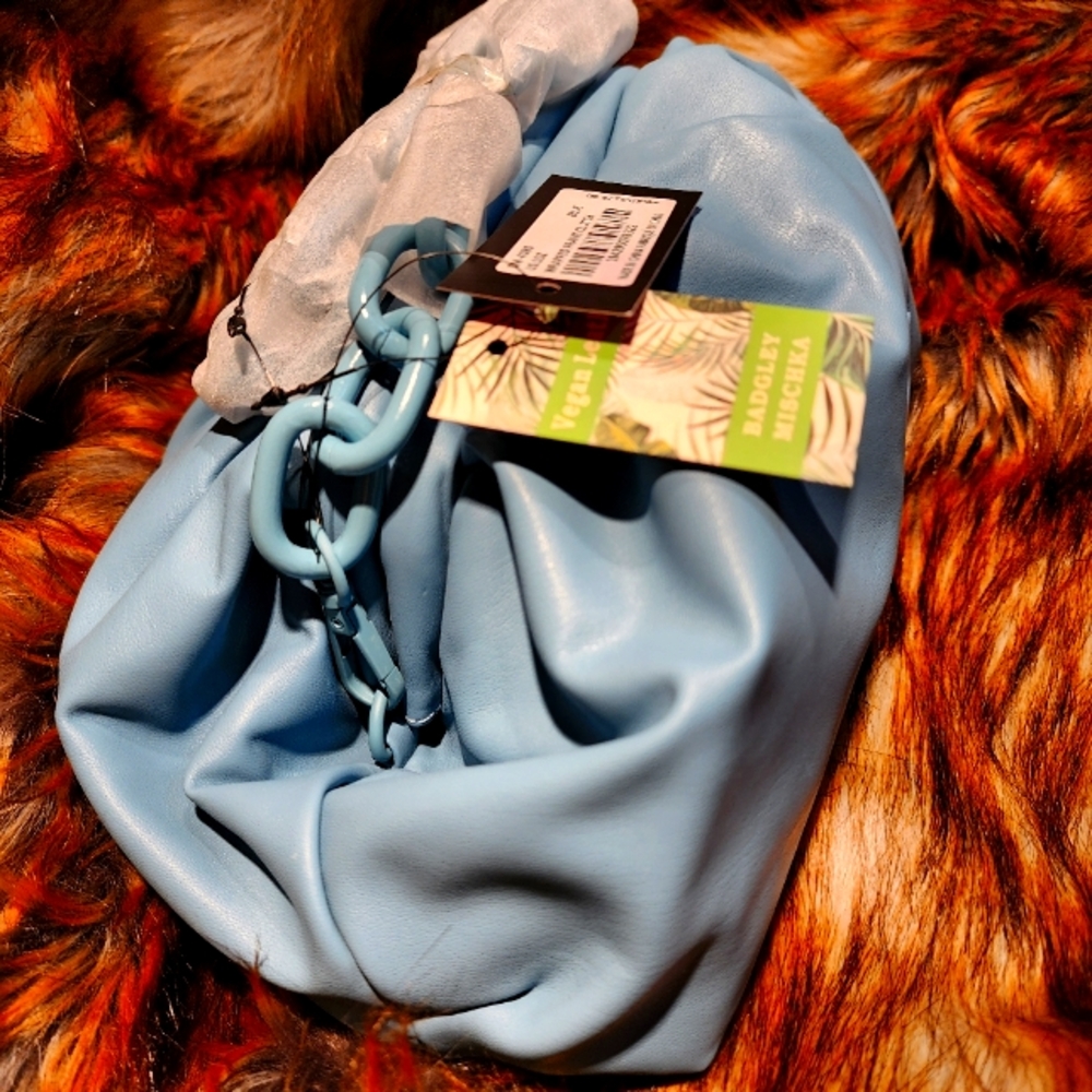 Chic Blue Bag with Chain Accent